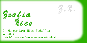 zsofia nics business card